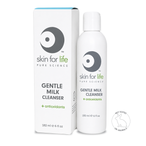 Gentle Milk Cleanser with antioxidants for dry, sensitive, dehydrated, and aging skin by Skin for Life.