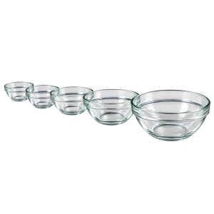 Professional Esthetic Glass Treatment Bowls, includes 5 sizes.