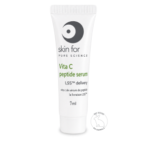 Skin for Life Vita C Serum Sample Size with Peptide Complex and LSS™ Delivery helps brighten skin, supports collagen production, and provides advanced antioxidant protection.