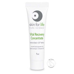 Skin for Life Vital Recovery Concentrate 7 mL sample with Botanical Lipids and LSS™ Delivery, a lightweight moisturizer that supports the skin barrier and post-treatment recovery for all skin types.
