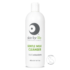 Skin for Life Gentle Milk Cleanser 16 fl oz bottle with A&E antioxidants for dry, sensitive skin