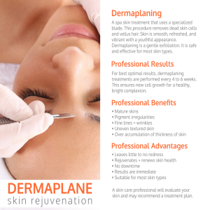 Professional Dermaplaning Marketing Informational Rack Card.