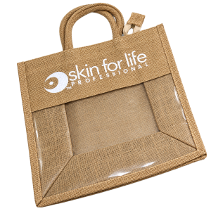 Skin for Life Marketing Jute Bag Retail Size for Skin for Life Products.