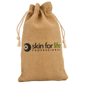 Skin for Life Medium Jute Drawstring Pouch.
